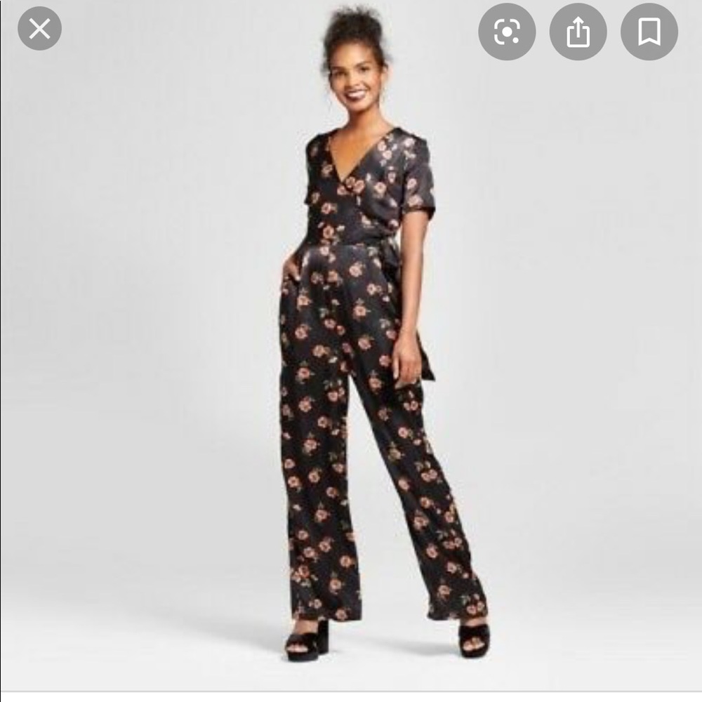 Black floral jumpsuit
